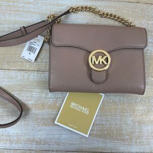 Michael Kors Vanna Large Phone Crossbody Bag/Clutch Fawn Pink Leather $198 NEW